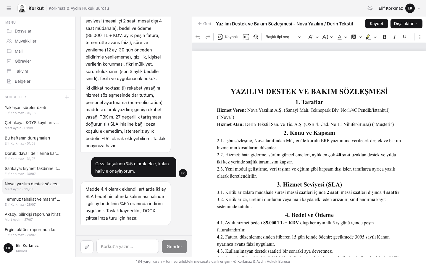 Sözleşme taslağı ekran görüntüsü